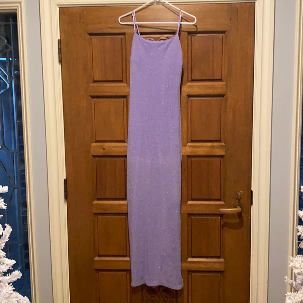 Lavender sheath sparkle gown